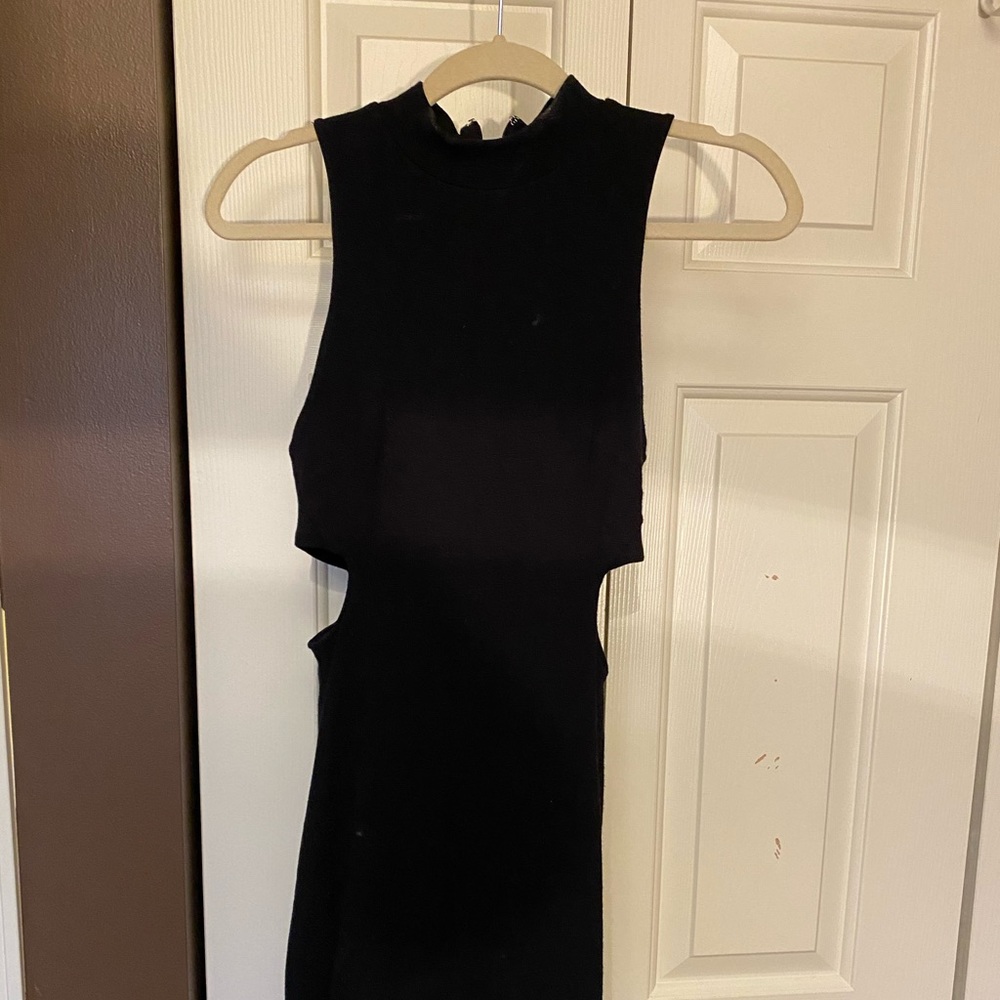 Black mini dress with side cut outs